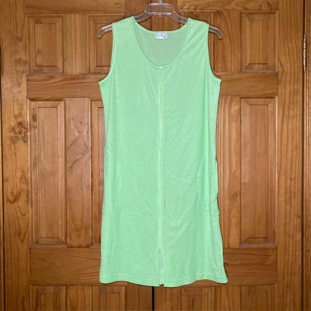NWOT CW Classics Vintage 90s Nightgown Housecoat Sleeveless Zippered Green Sz L